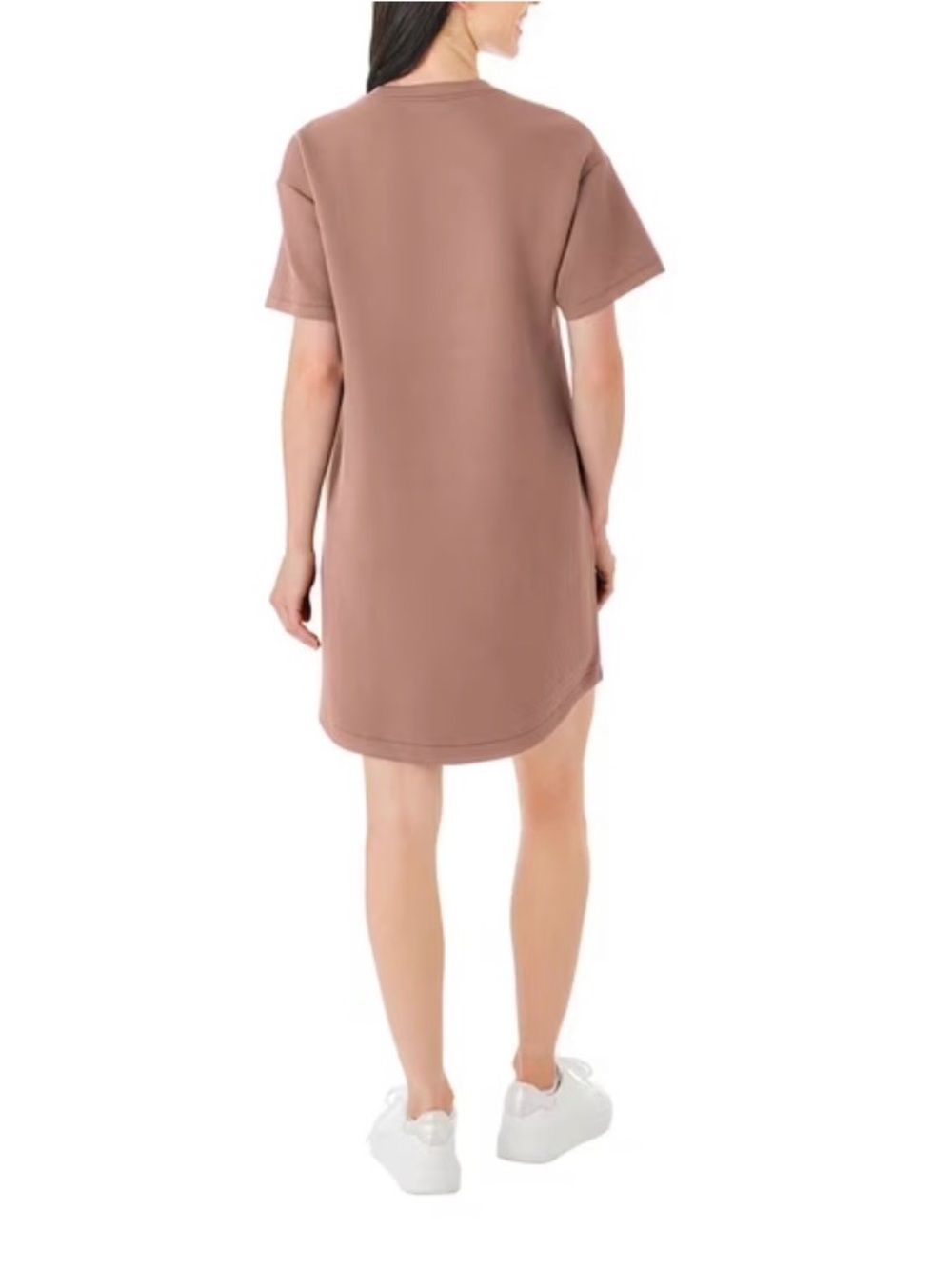 Woman’s Member’s Mark Sandwash Ribbed Short Sleeve Dress in Mauve Brown Sz L - Picture 2 of 9